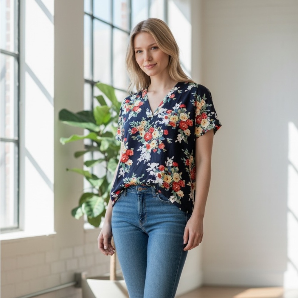 Floral V-Neck Women’s Top  SHEIN (2XL)